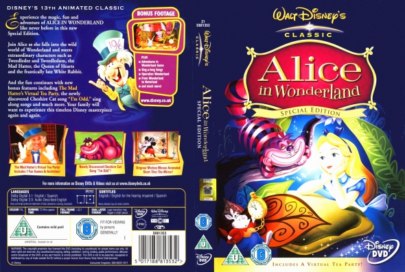 alice in wonderland disney dvd cover