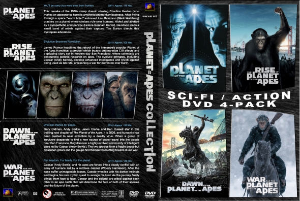 CoverCity DVD Covers Labels Planet of the Apes 4 Pack